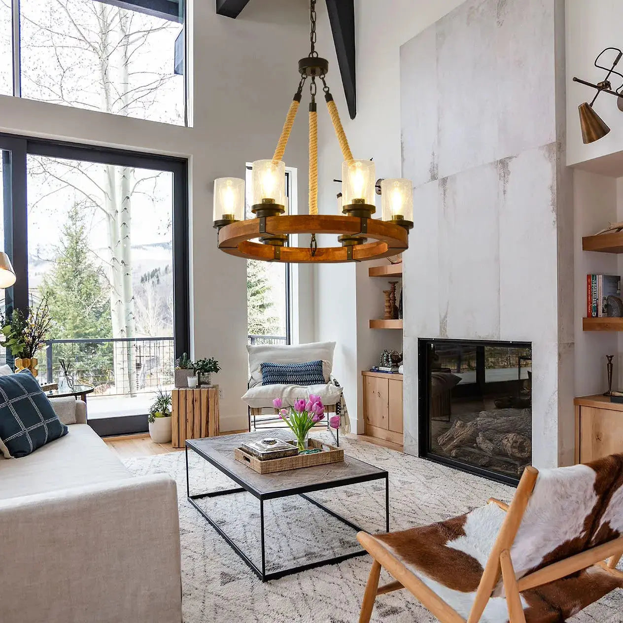 Country Farmhouse Wood Chandelier ChandeliersLife®