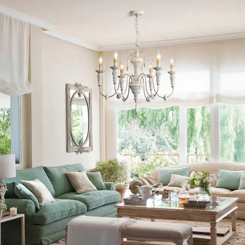 French Restaurant White Vintage Chandelier