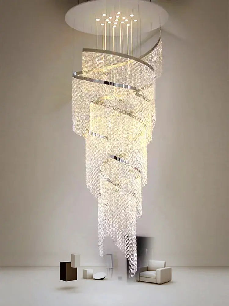 Large Spiral Design Crystal Chandelier For Staircase Hallway Lobby Modern Led Cristal Lamp Luxury Home Decor Led Light Fixture ChandeliersLife®