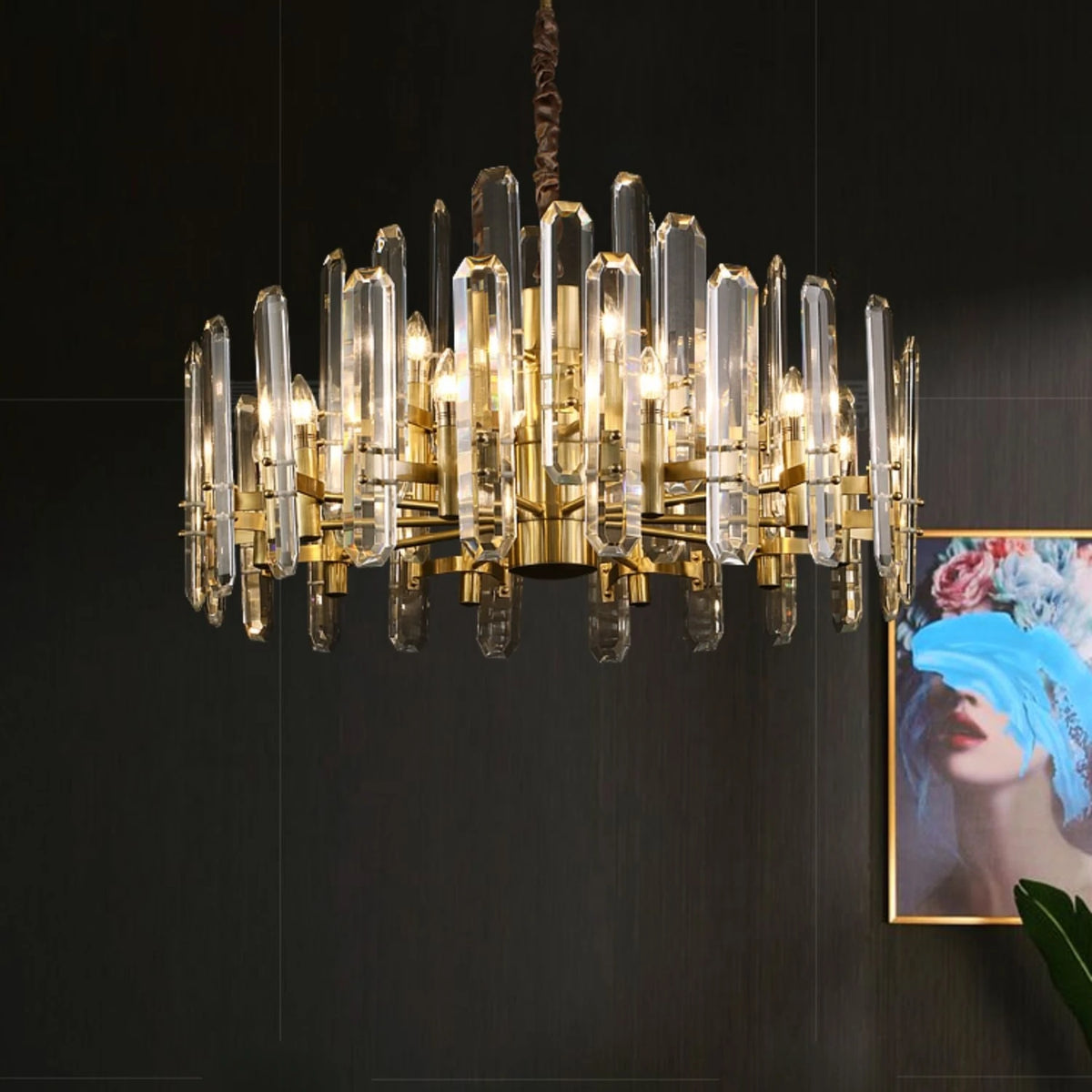 Modern Aurelia crystal chandelier featuring a polished copper body — catalogue view 3