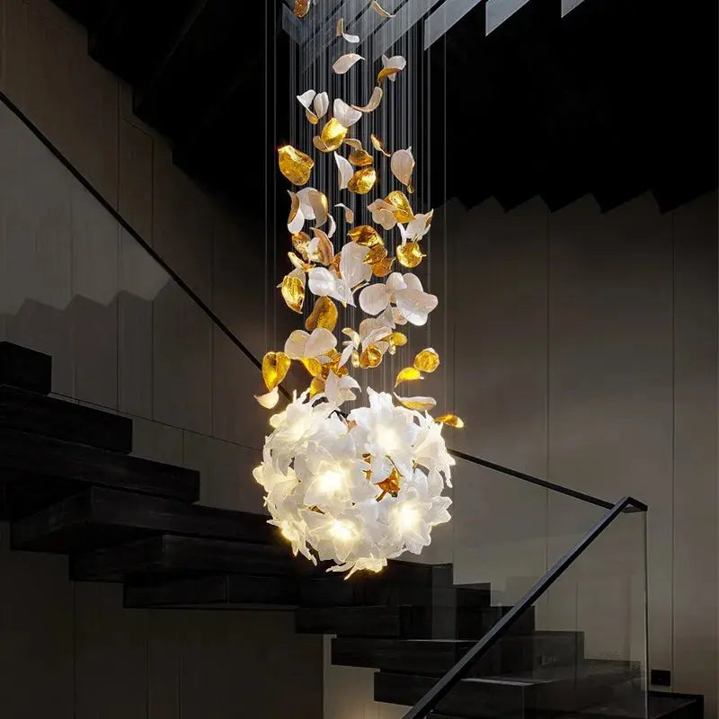 Duplex Villa Chandelier Pick High School Empty Fashion Living Room Crystal Light Luxury Designer Flower Shaped Luxury Chandelier ChandeliersLife®