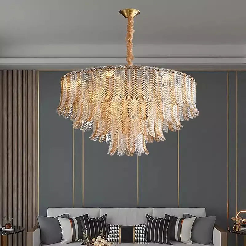 Aurelio polished copper and glass chandelier – alternate product view