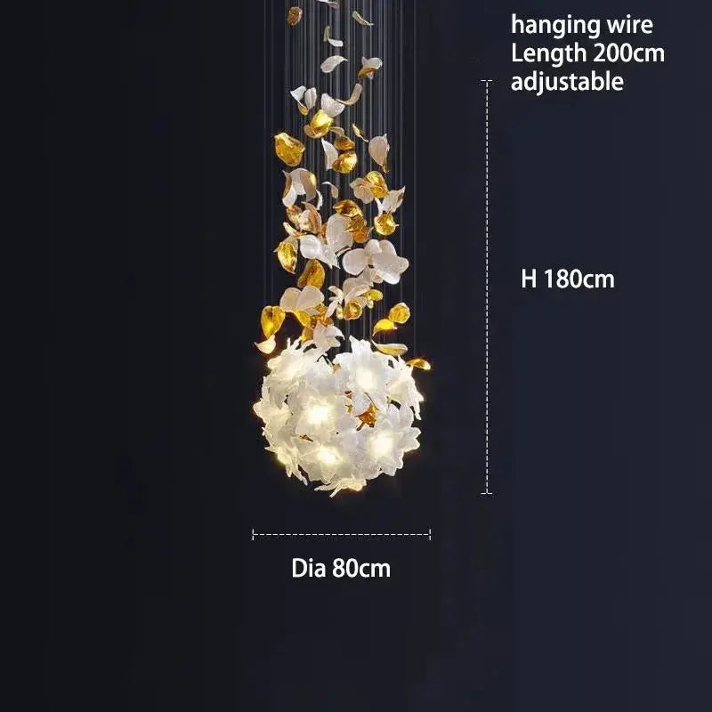 Duplex Villa Chandelier Pick High School Empty Fashion Living Room Crystal Light Luxury Designer Flower Shaped Luxury Chandelier ChandeliersLife®