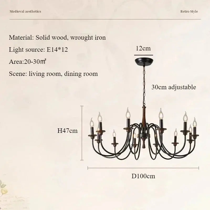 Nordic Retro Solid Wood Chandeliers