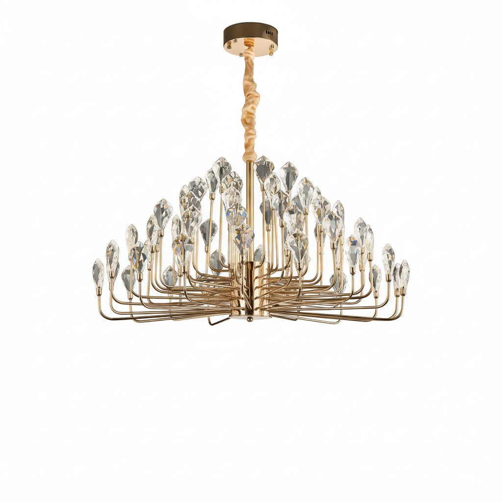 Round Luxury Crystal Ceiling Chandelier Gold For Bedroom Dining Living Room Kitchen K9 Crystal Ceiling Pendent Lamp Lights ChandeliersLife®