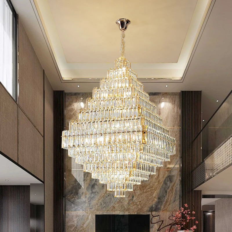Modern Luxury Spiral Staircase Crystal Chandelier