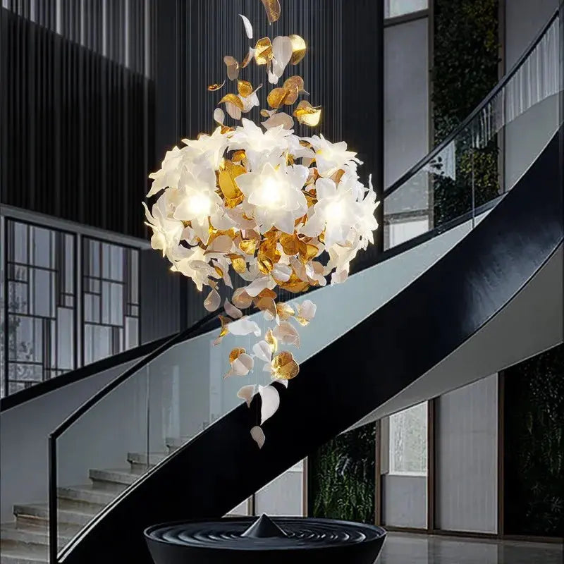 Duplex Villa Chandelier Pick High School Empty Fashion Living Room Crystal Light Luxury Designer Flower Shaped Luxury Chandelier ChandeliersLife®