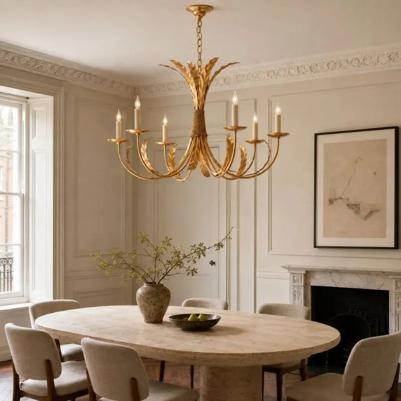 Solenne Gold Leaf Iron Pendant Light