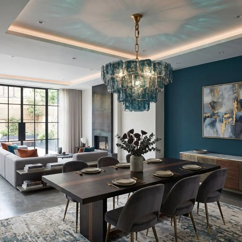 Virello Blue Glass Dining Room Chandelier