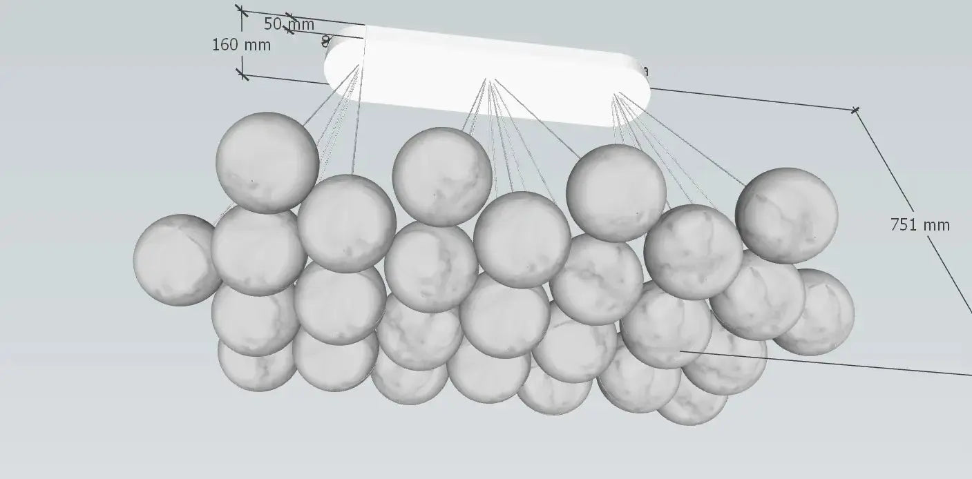 Rectangular Balls Alabaster Chandelier