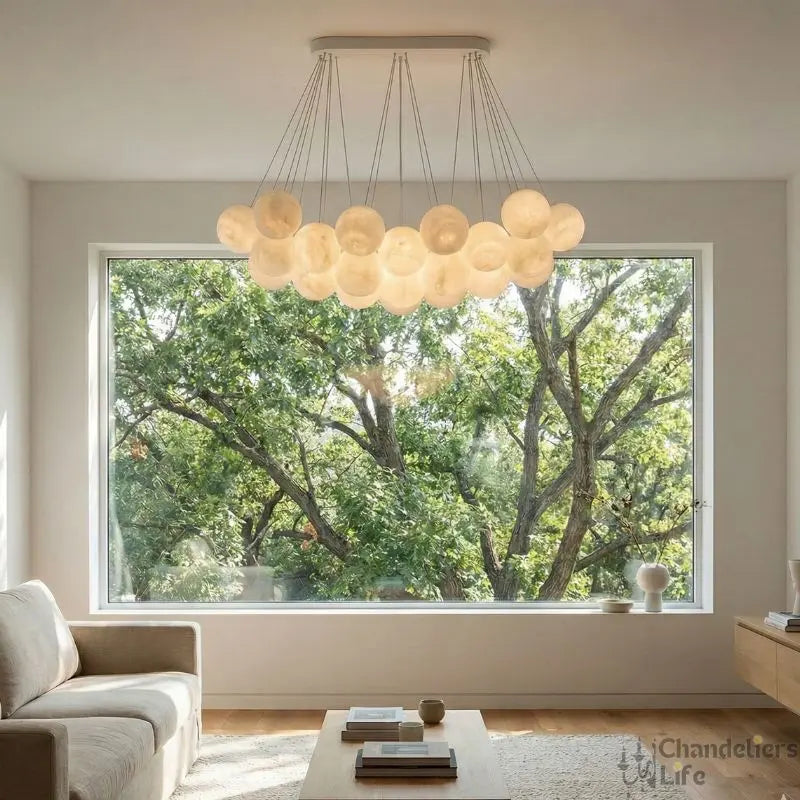 Rectangular Balls Alabaster Chandelier