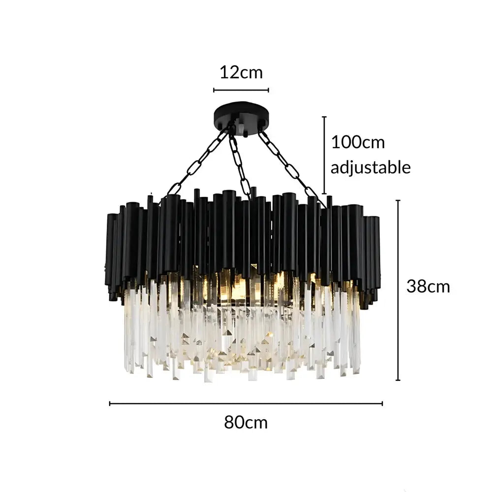 Modern Luxury Round Crystal Black Chandelier