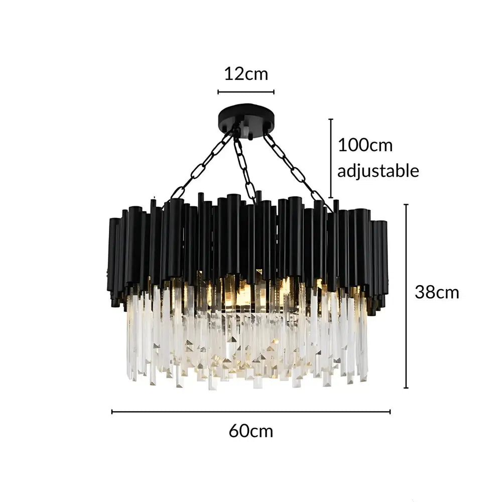 Modern Luxury Round Crystal Black Chandelier