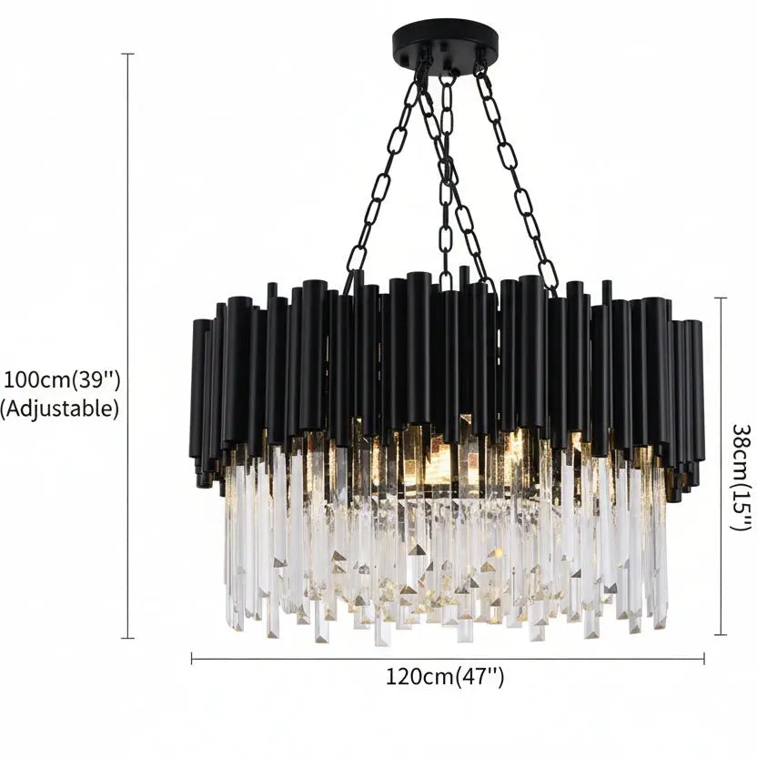 Modern Luxury Round Crystal Black Chandelier