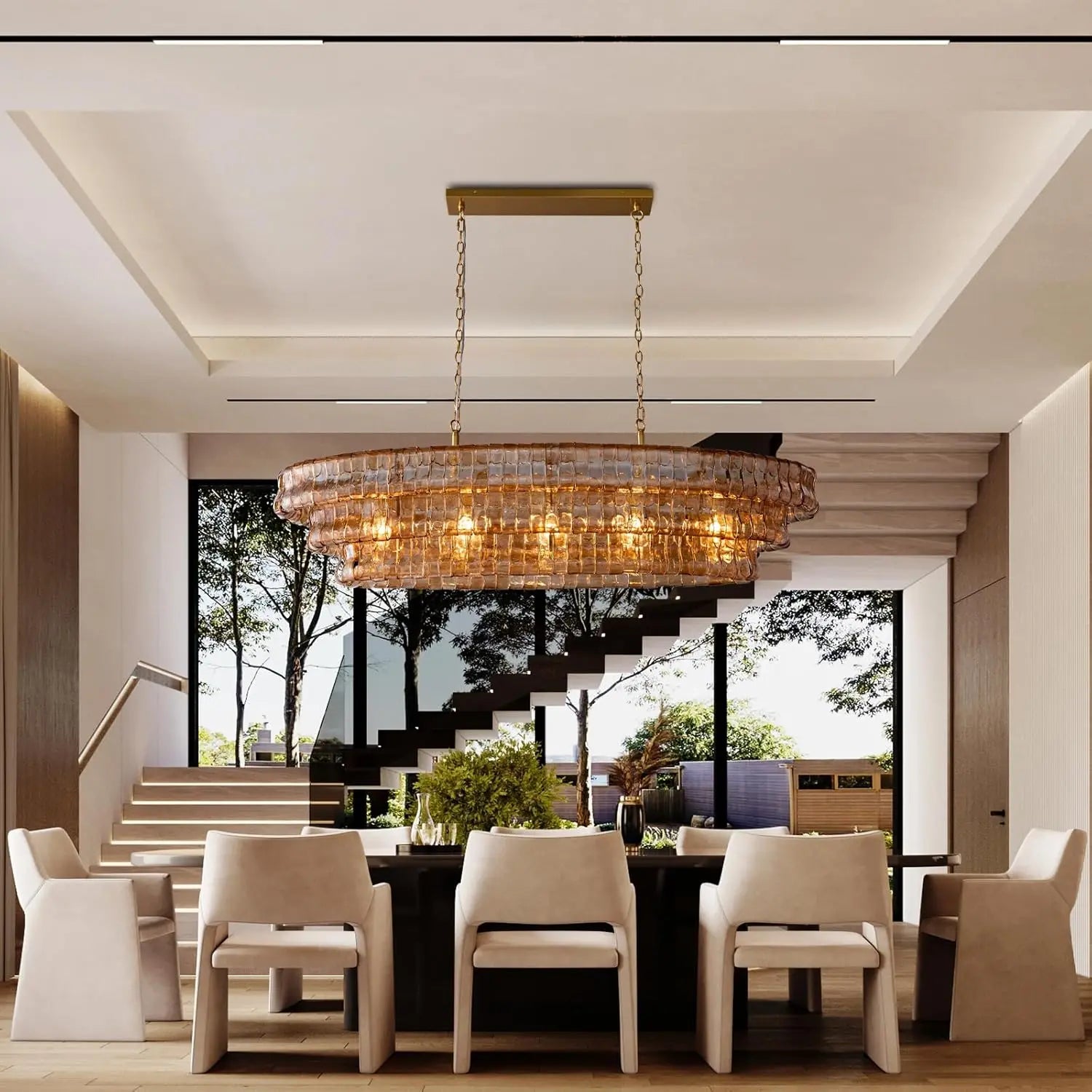 Modern Golden Amber Glass Chandelier ChandeliersLife®