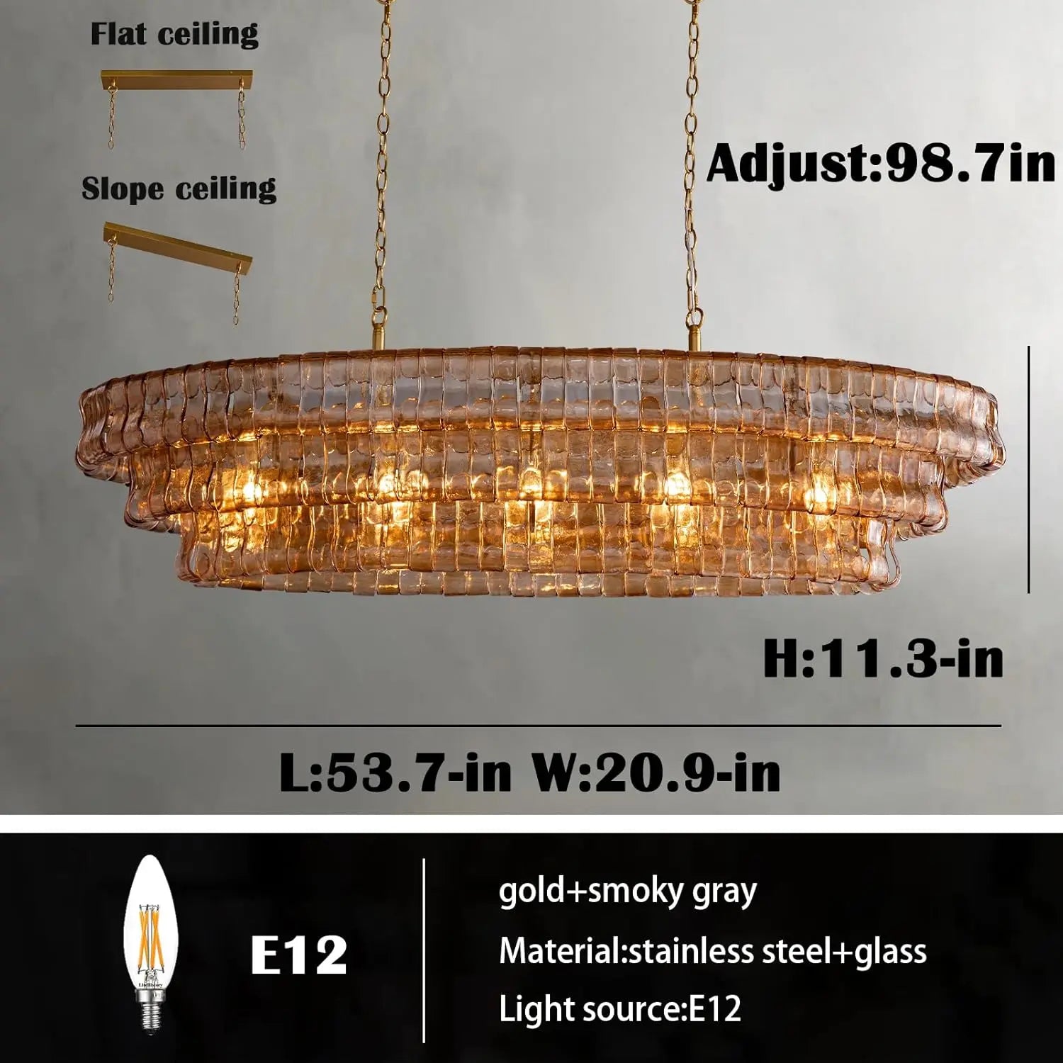 Modern Golden Amber Glass Chandelier ChandeliersLife®