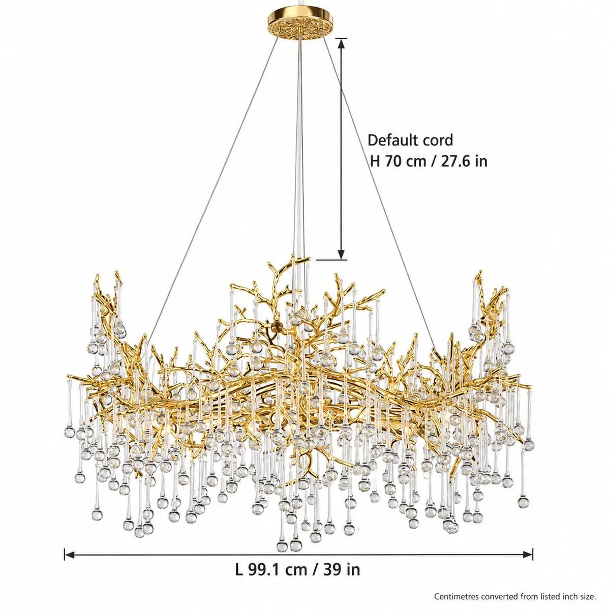 Luxury Crystal Led Tree Branch Chandelier — dimensions and measurements 3