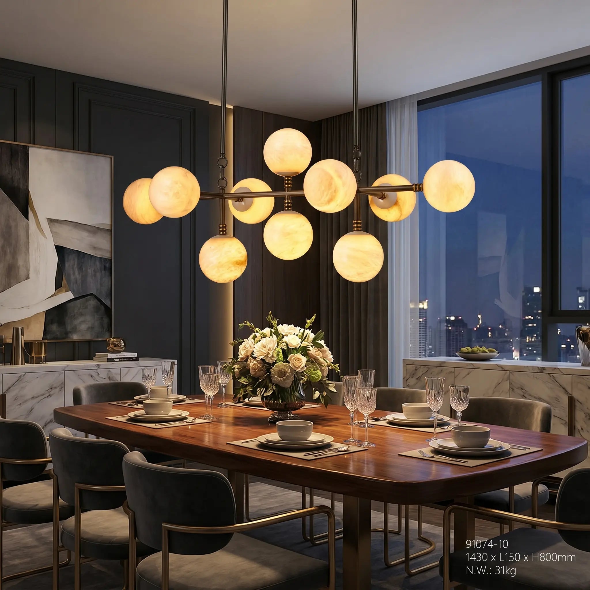 Brass Alabaster Pendant Light Globes ChandeliersLife®