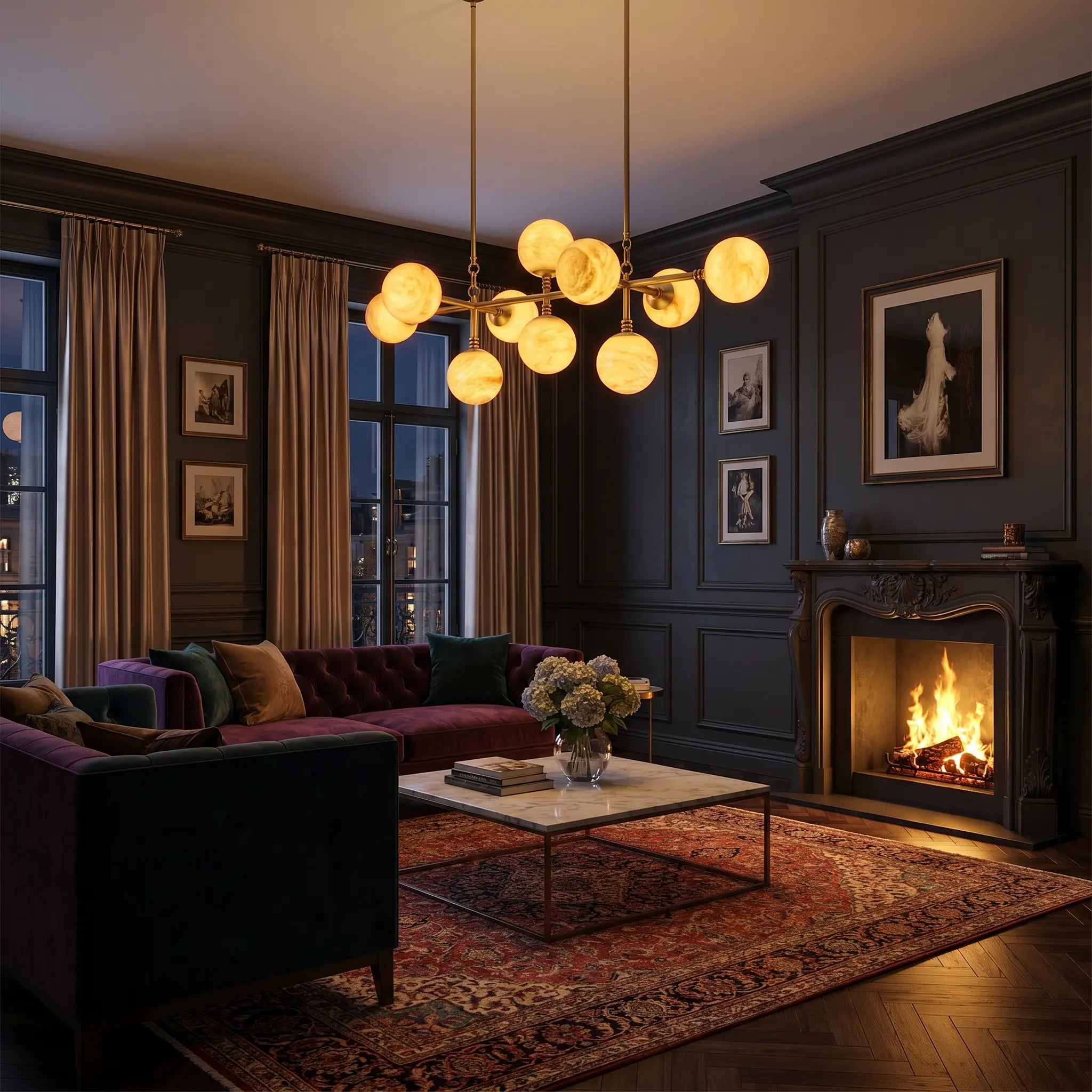 Brass Alabaster Pendant Light Globes ChandeliersLife®