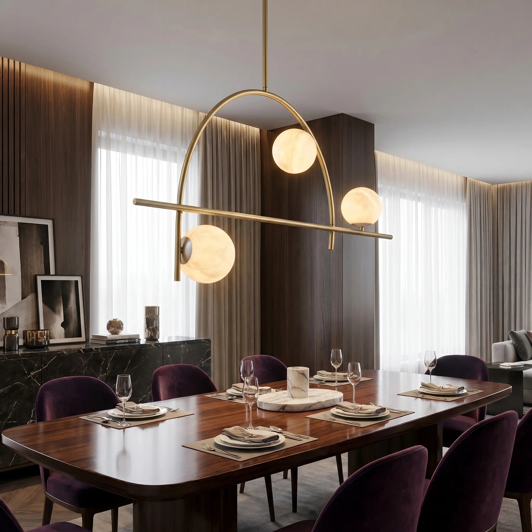 Brass Classic Alabaster Pendant Light ChandeliersLife®