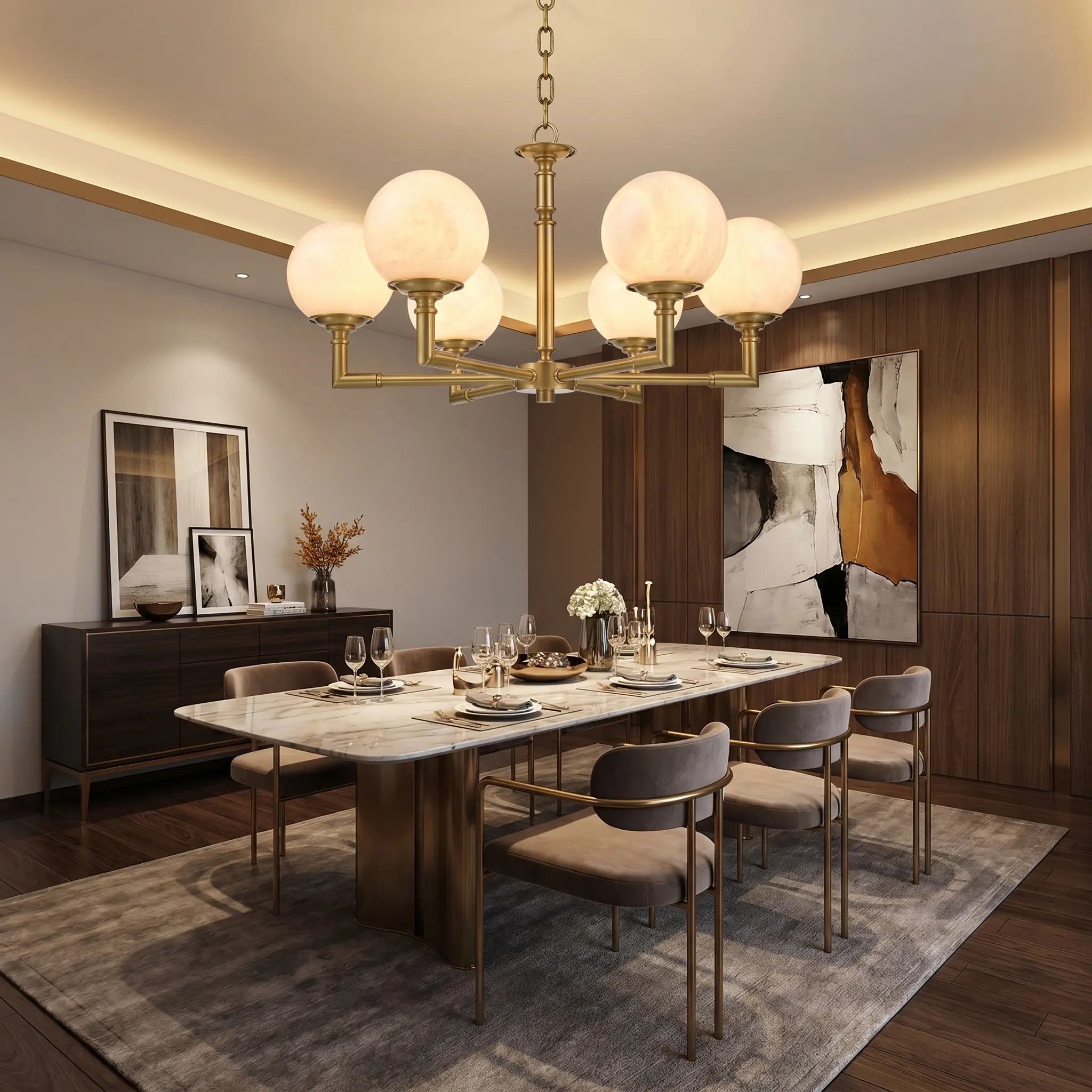 Brass Classic Alabaster Pendant Lamp ChandeliersLife®