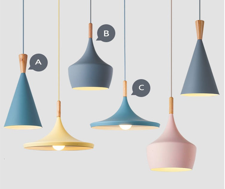 Creative Multicolor Wood Hanging Lamp Nordic