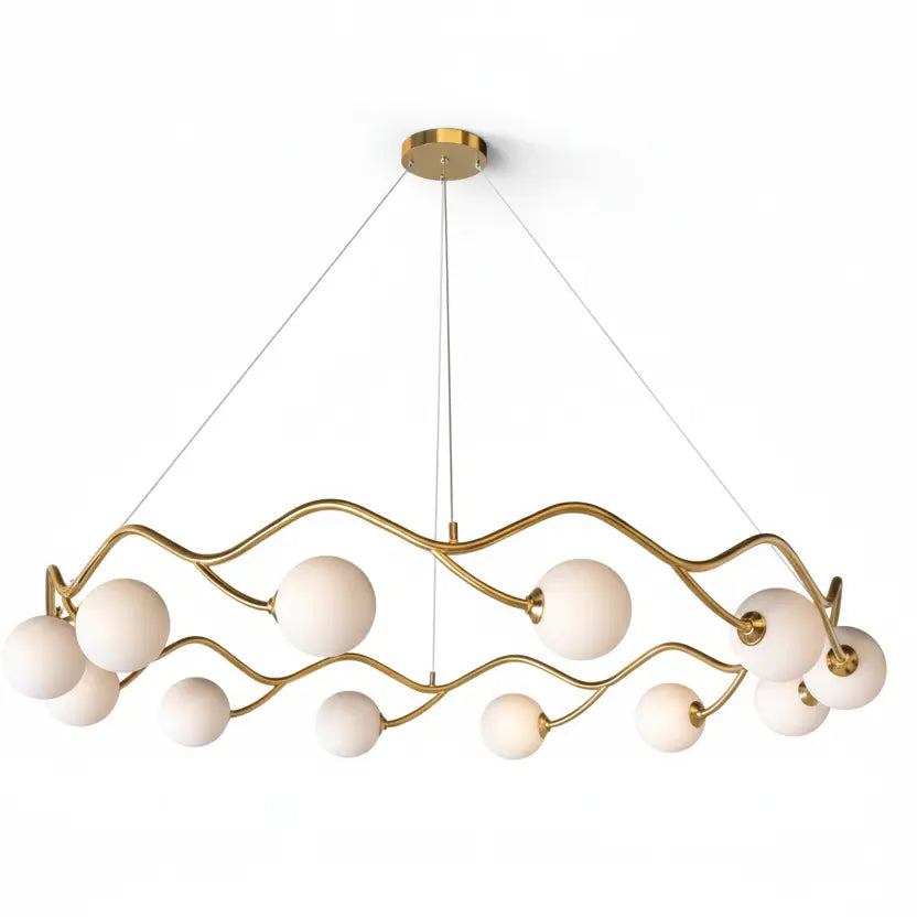 Horizontal Circle Milk White Ball Chandelier Nordic