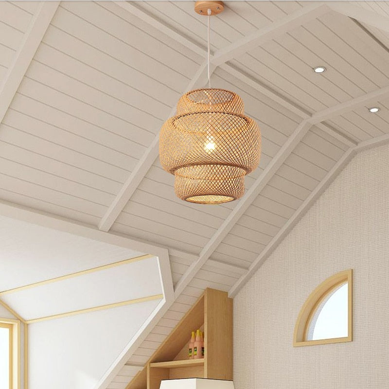 Hand-Woven Bamboo Pendant Light