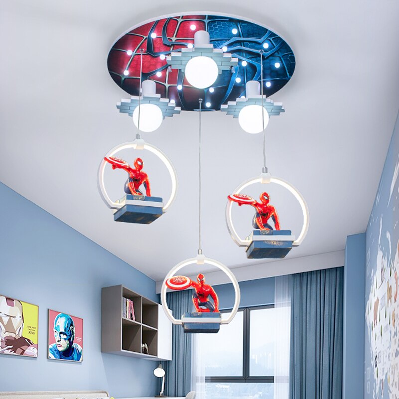 Kids Bedroom Decor Spider Man Figures Chandelier