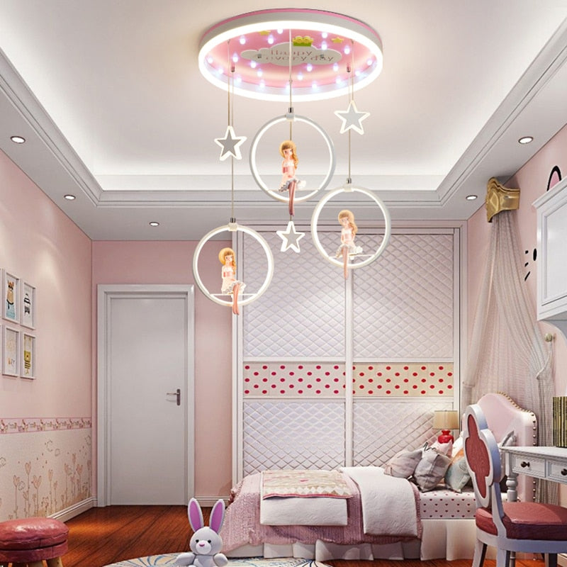  Nordic Bedroom Decoration Led Lamp Room Indoor Chandelier Lighting Chandelier Living Room Decoration Ceiling Lamp (Emitting Color : Cold White, Lampshade Color : 3 Head)