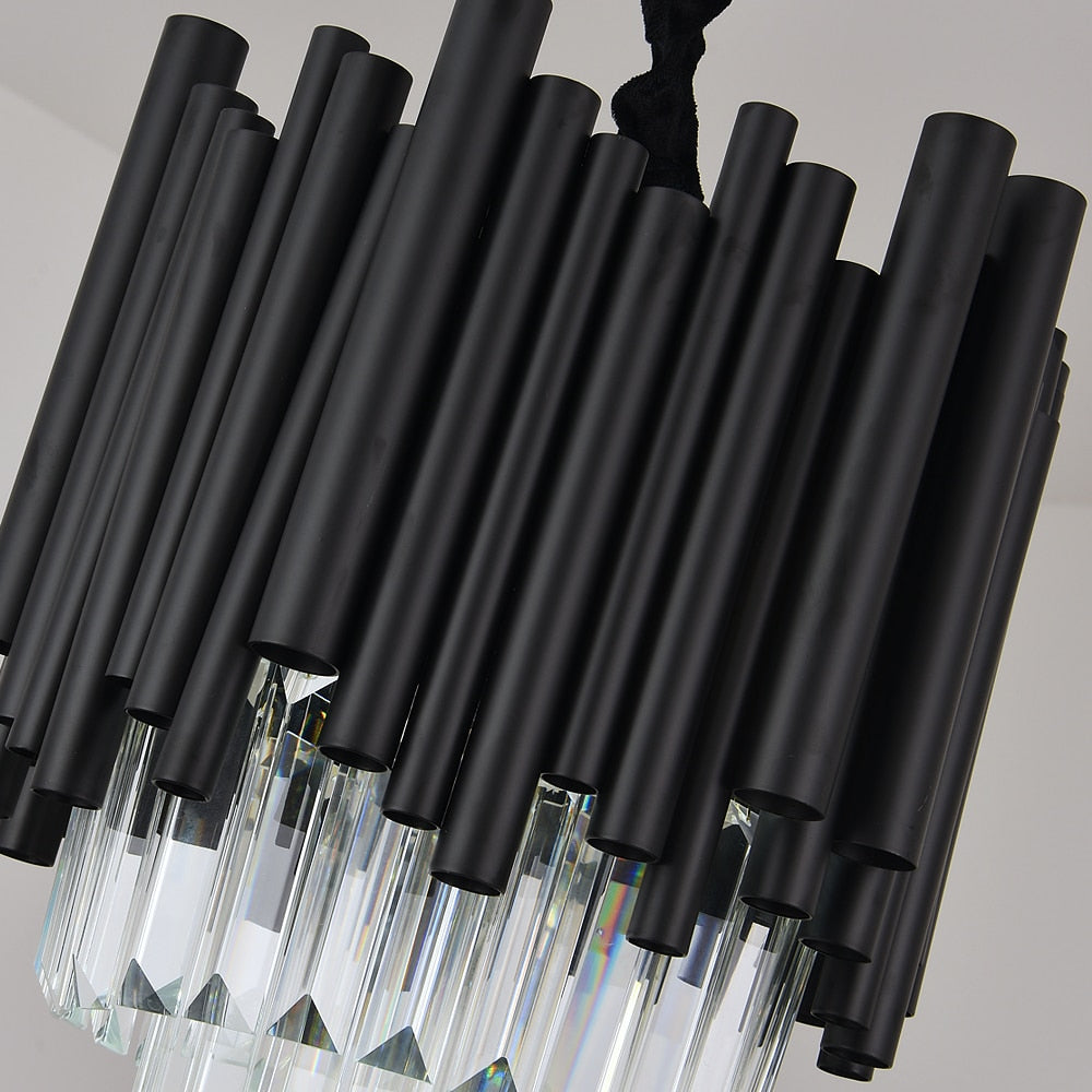 Modern Black Crystal Hanging Light