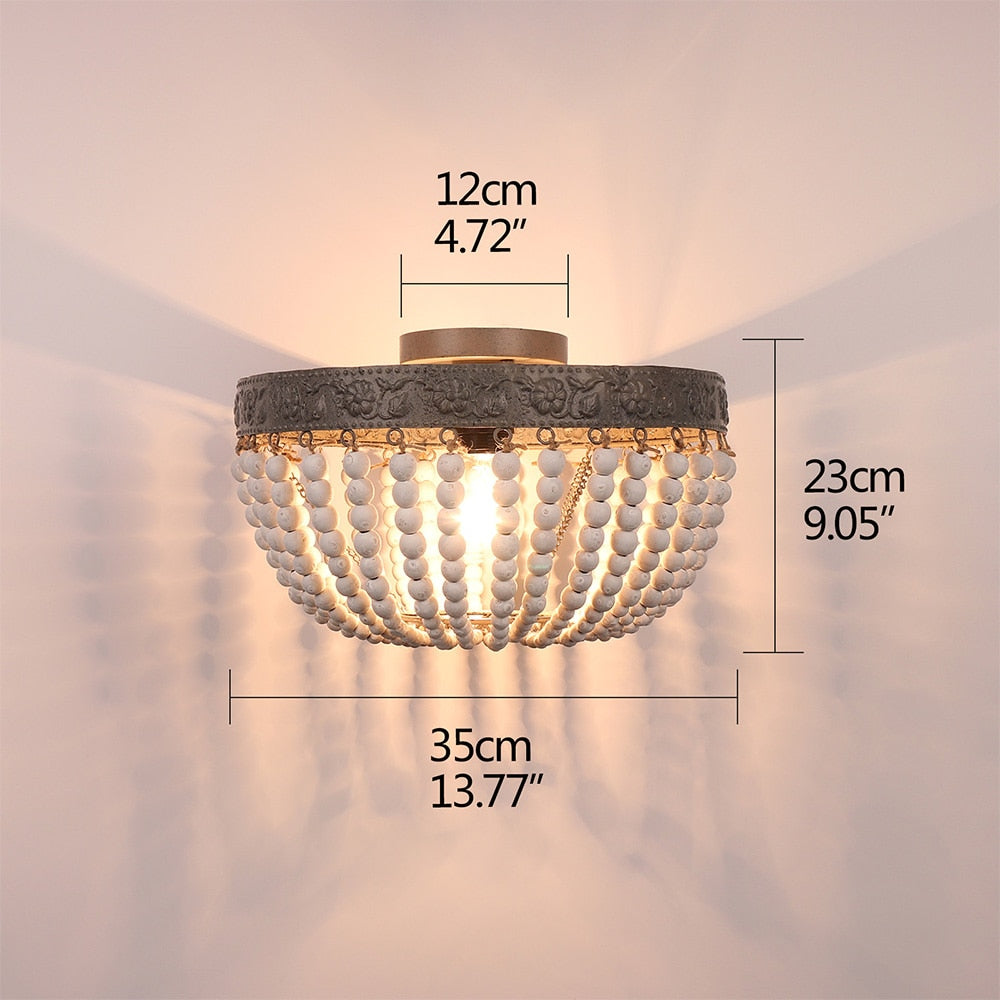 Retro Vintage Rustic Round Wooden Bead Ceiling Lights
