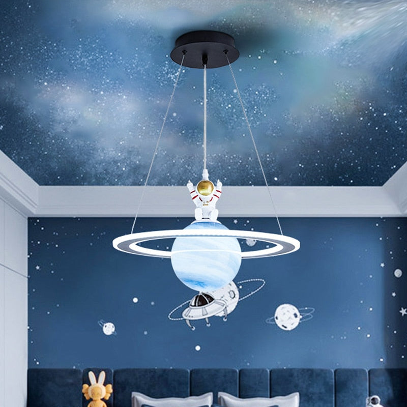 Moon Pendant Astronaut Lamp Bedroom Lighting Kids Room Earth Ceiling Lamp  Chande – Tacos Y Mas
