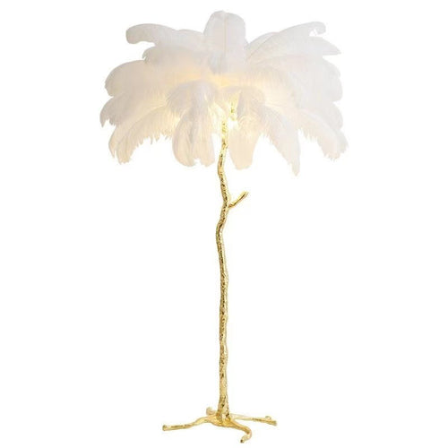 Luxury Modern Ostrich Feather Palm Tree Floor Lamp