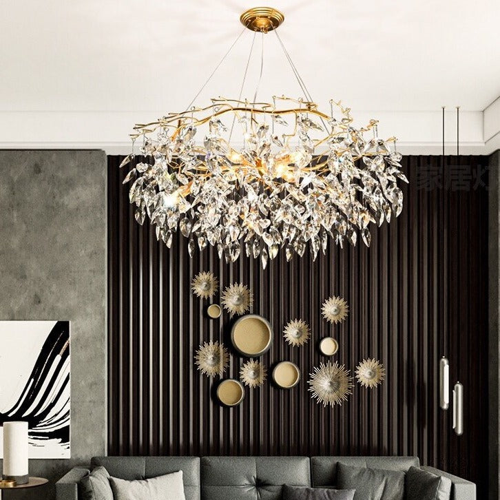 Modern Luxury Gold Crystal Art Decor Hanging Chandelier