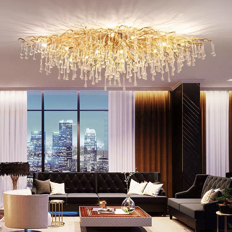 Ceiling Luxury Gold Crystal LED Chandelier