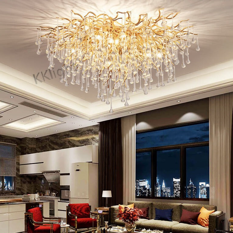 Ceiling Luxury Gold Crystal LED Chandelier
