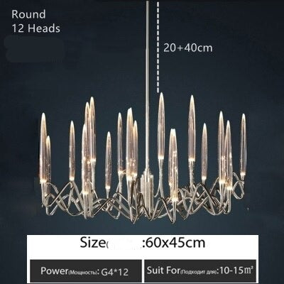 Luxury Nordic Tree Branch Candle Shaped Crystal Chandelier - Silver