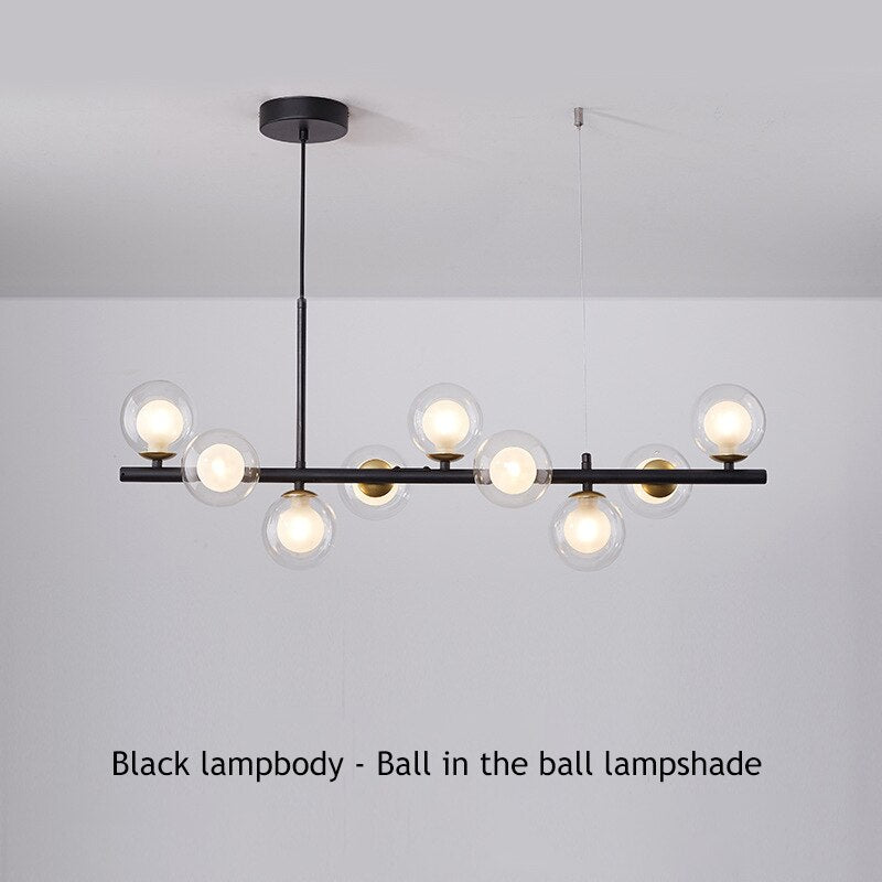 Modern Long Dining Room Chandeliers Glass Ball
