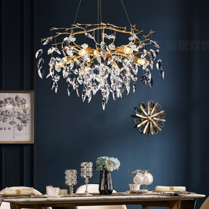 Modern Luxury Gold Crystal Art Decor Hanging Chandelier
