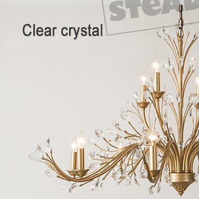 Modern Crystal Branche Chandelier - Brass
