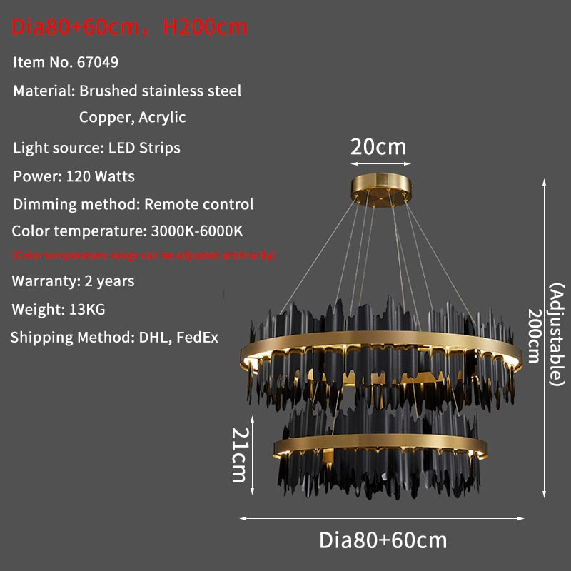 Modern LED Black Chandelier