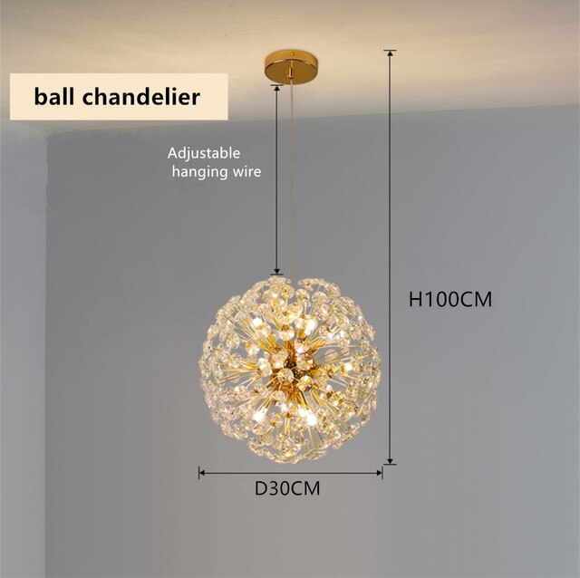 Modern Luxury Ball Crystal Hanging Light