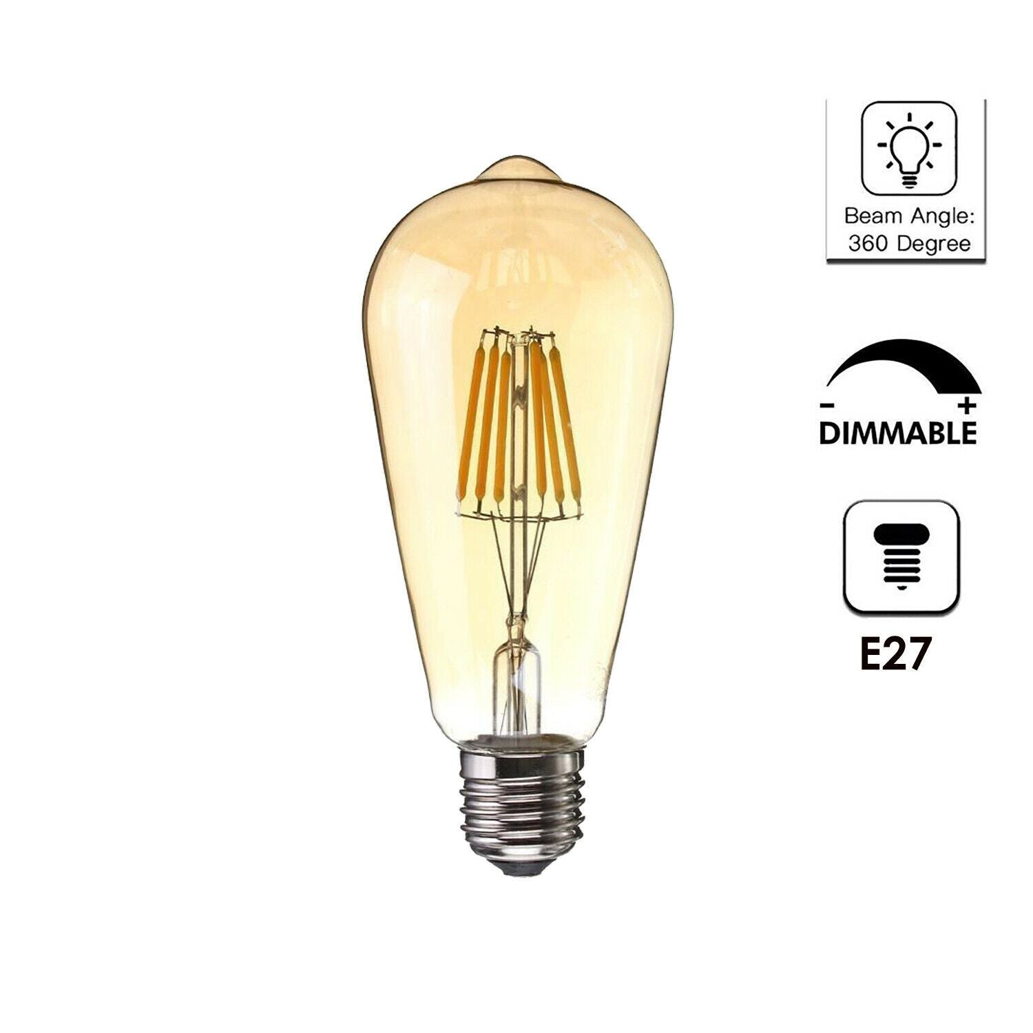 6 Pack E27 Vintage Industrial LED Bulb