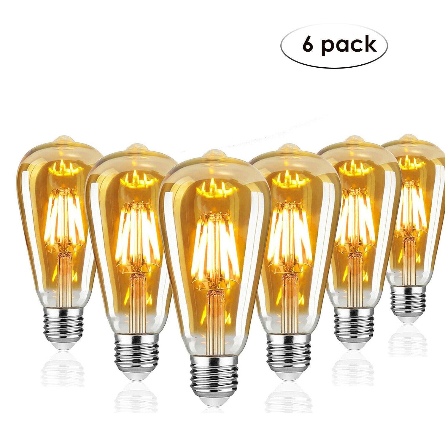 6 Pack E27 Vintage Industrial LED Bulb